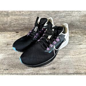Nike Air Zoom Pegasus 38 Black Metallic Silver Sneakers Shoes Size 10.5